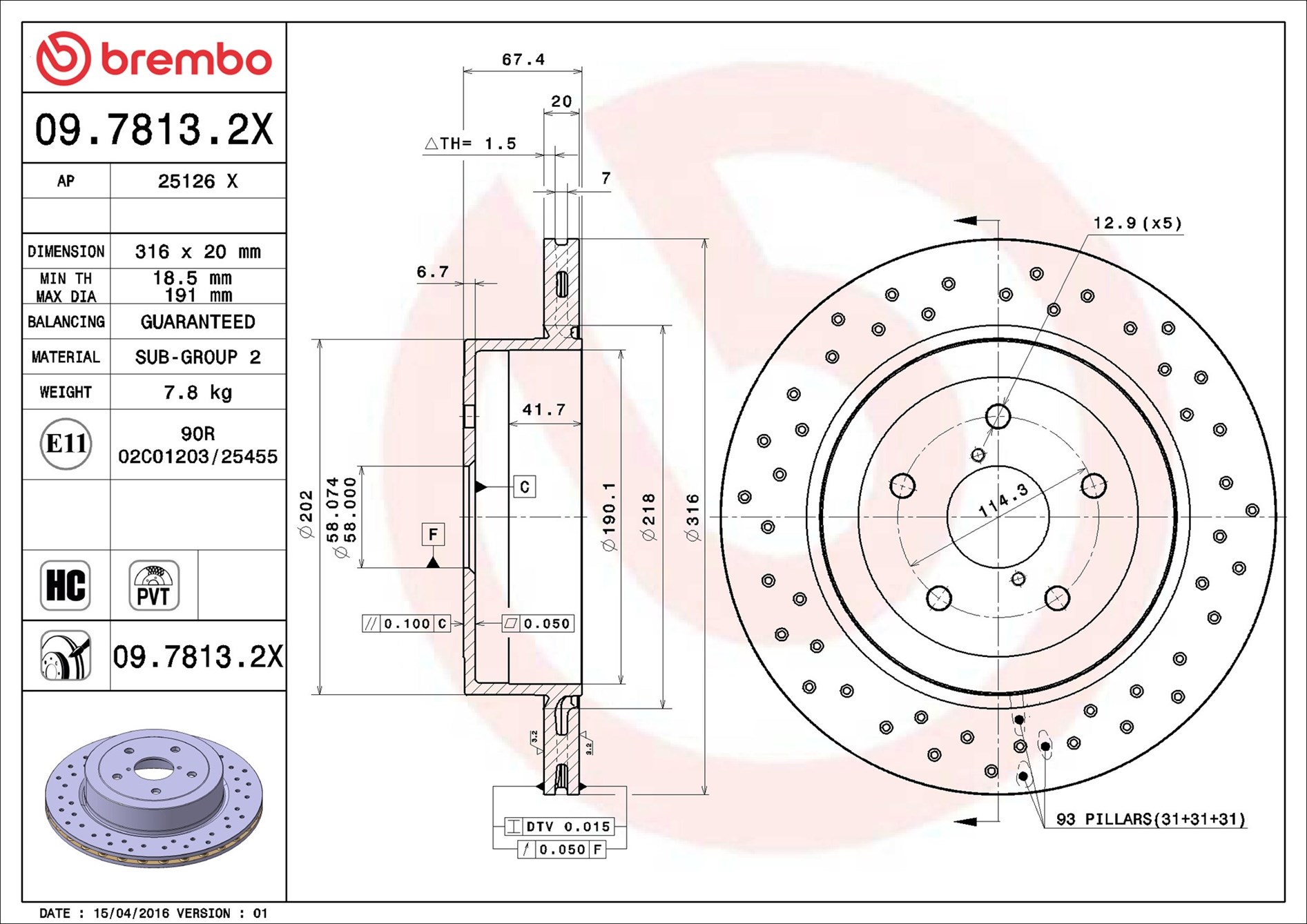 Discofreno - 09.7813.2X BREMBO
