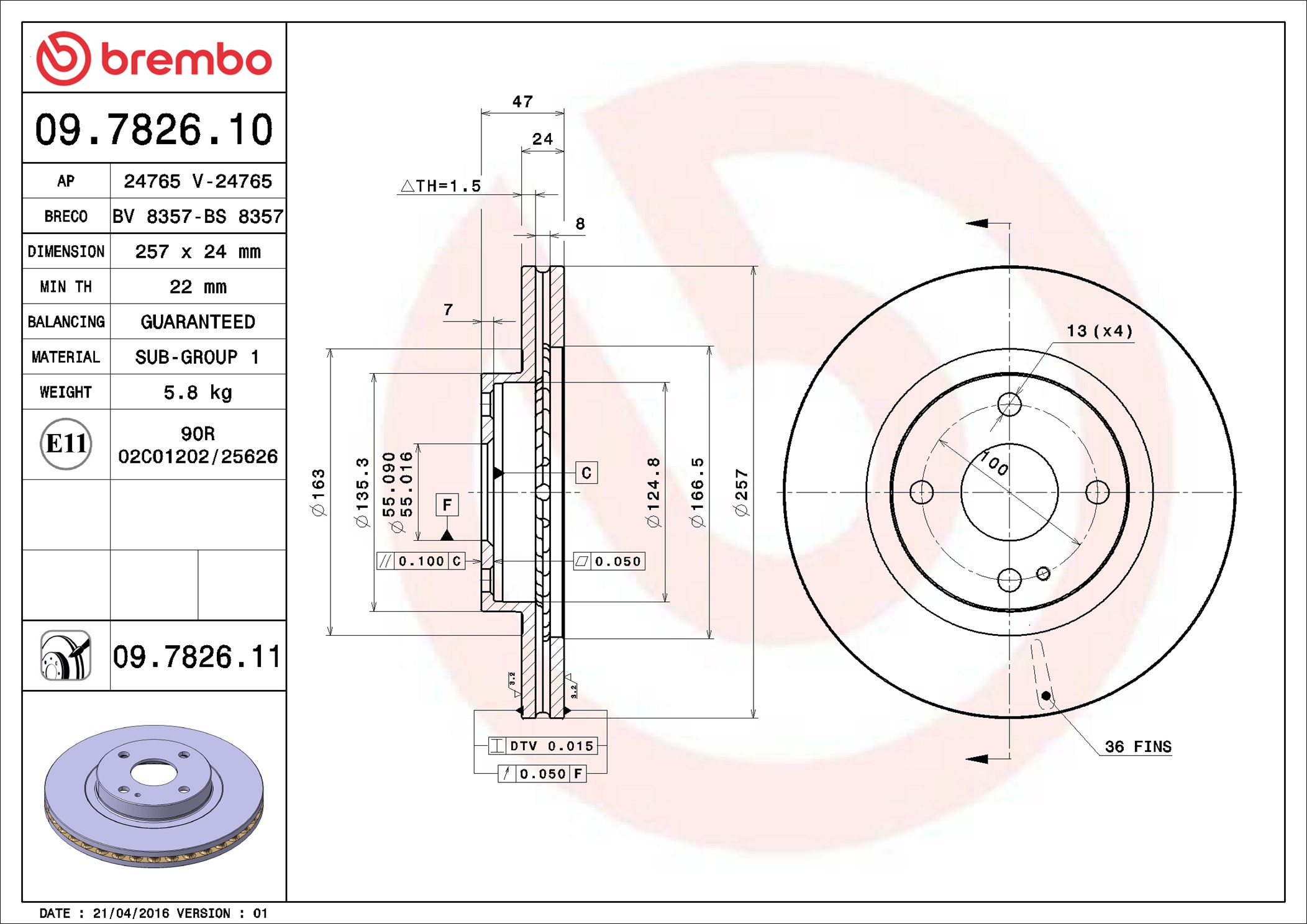 Discofreno - 09.7826.10 BREMBO