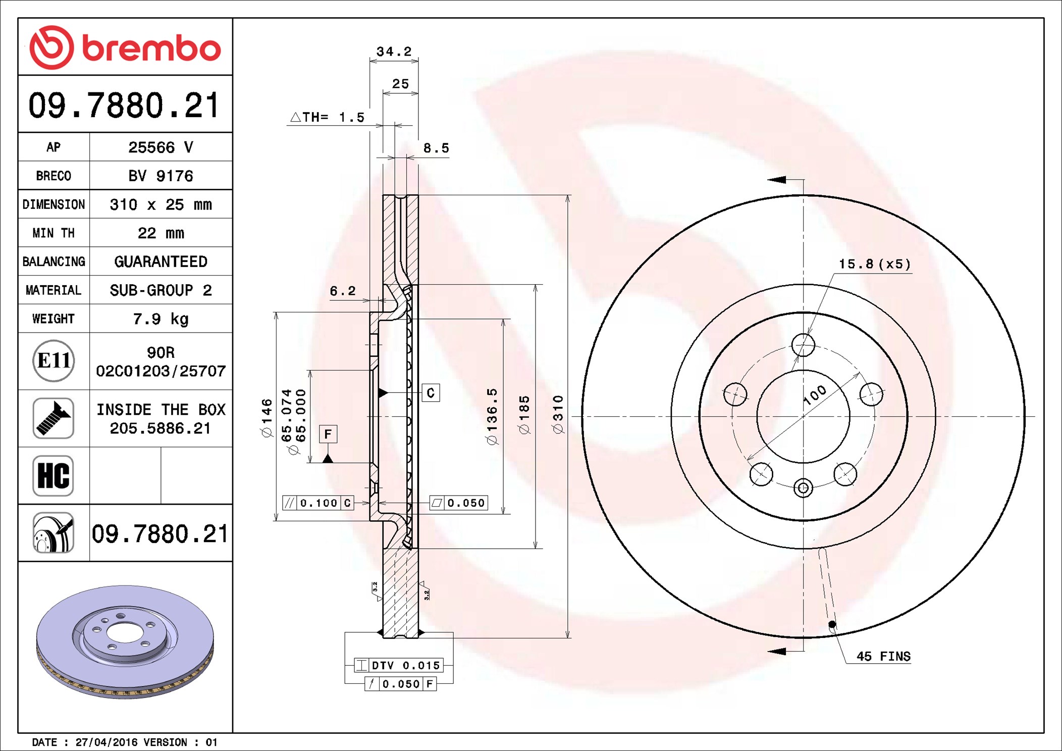 Discofreno - 09.7880.21 BREMBO