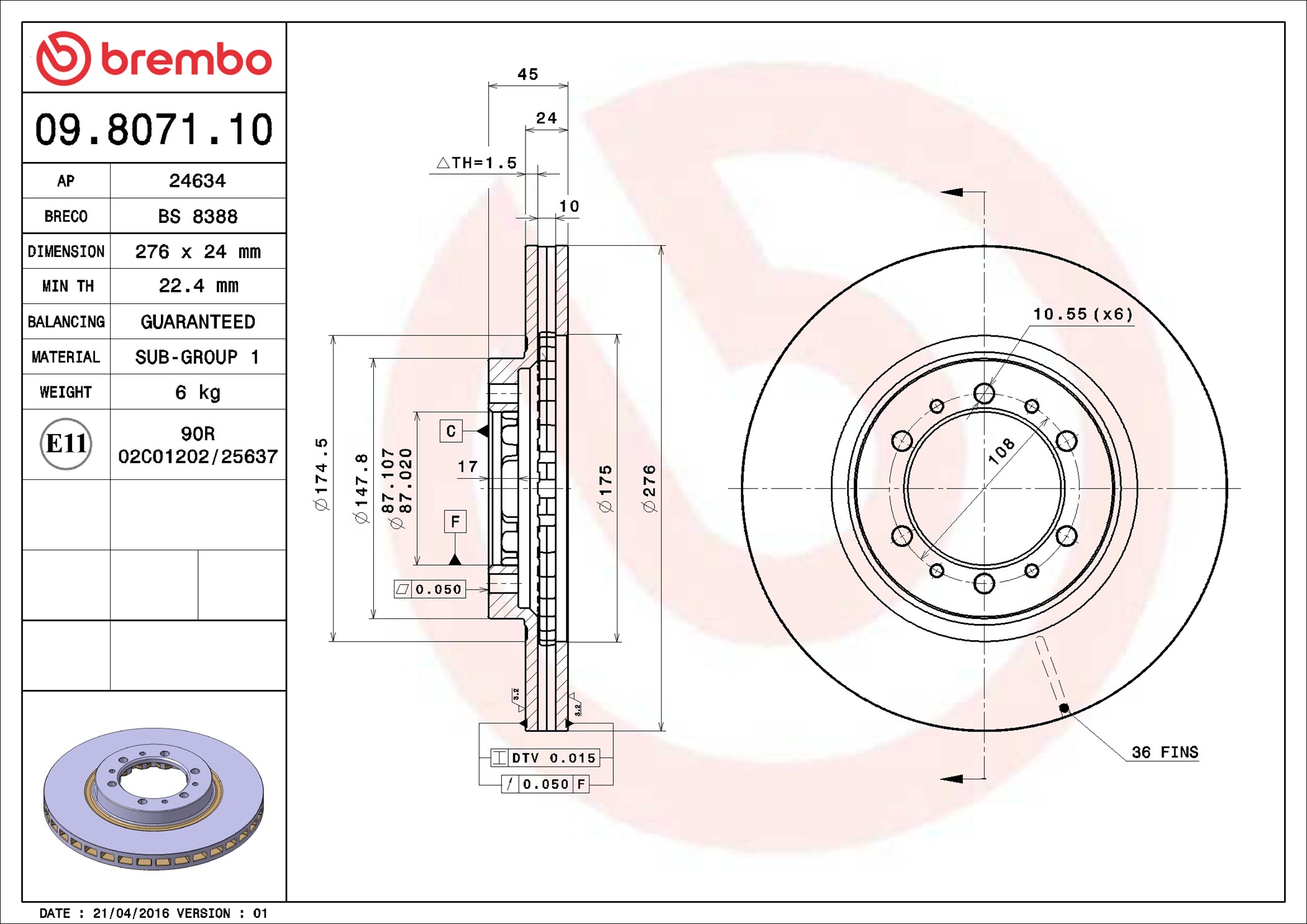 Discofreno - 09.8071.11 BREMBO
