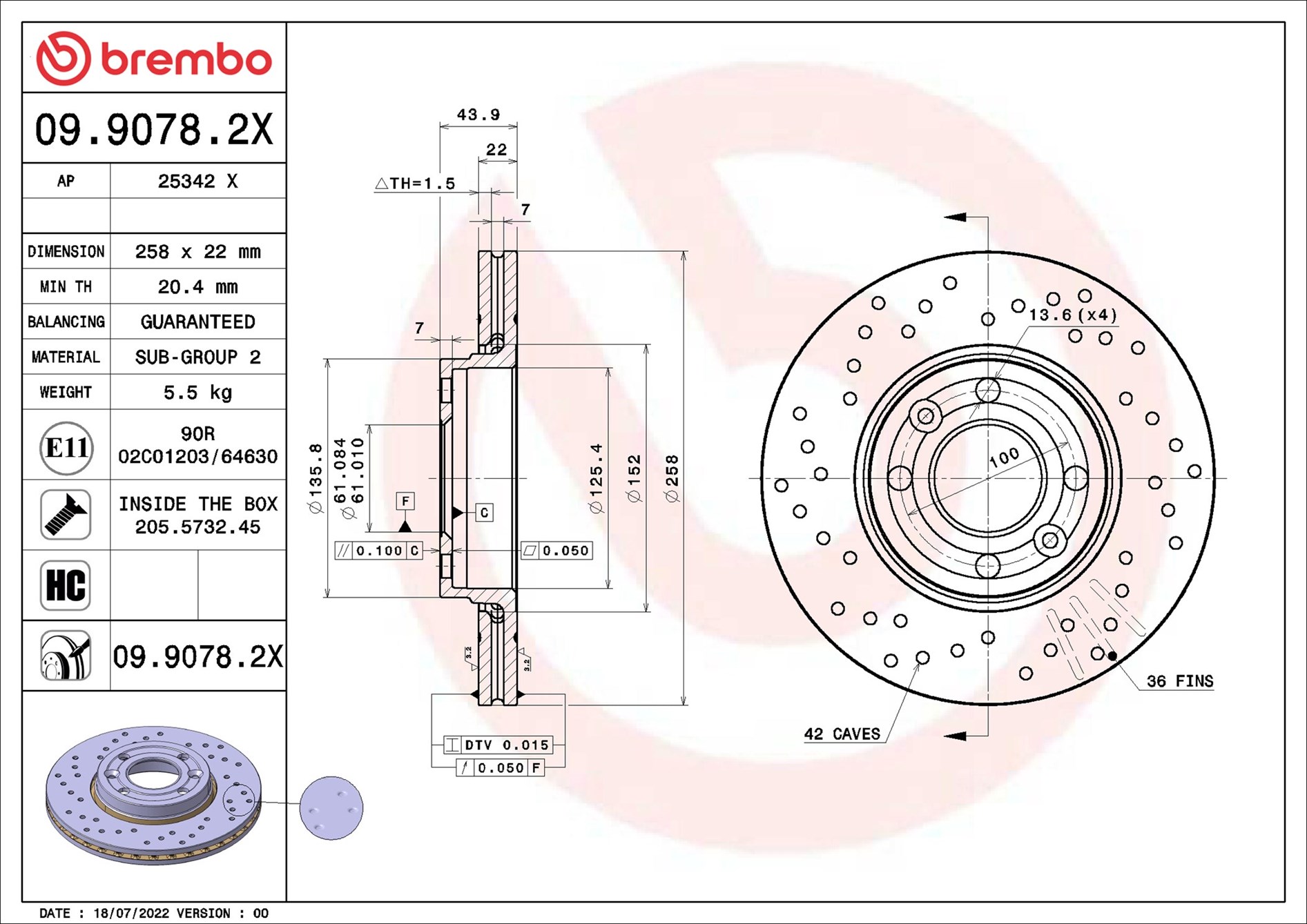 Discofreno - 09.9078.2X BREMBO