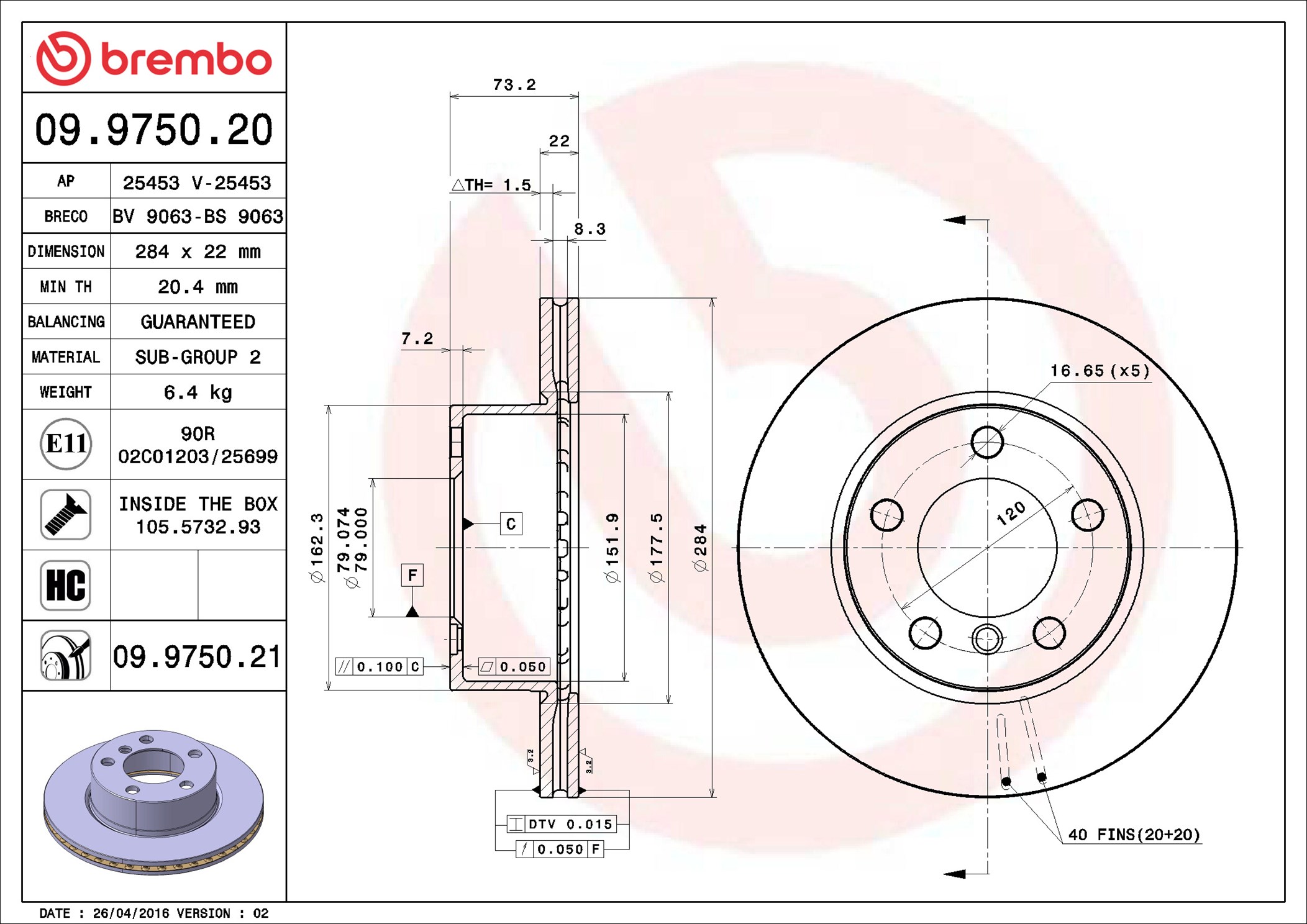 Discofreno - 09.9750.21 BREMBO