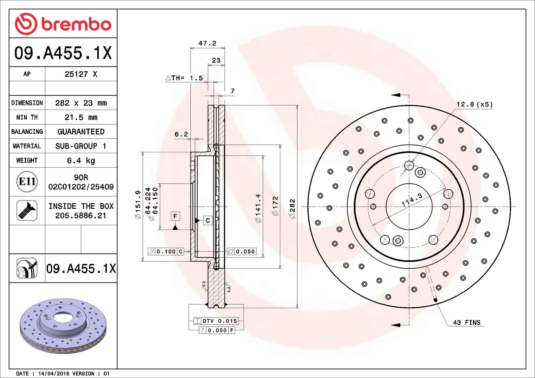 Brake Disc - 09.A455.1X BREMBO