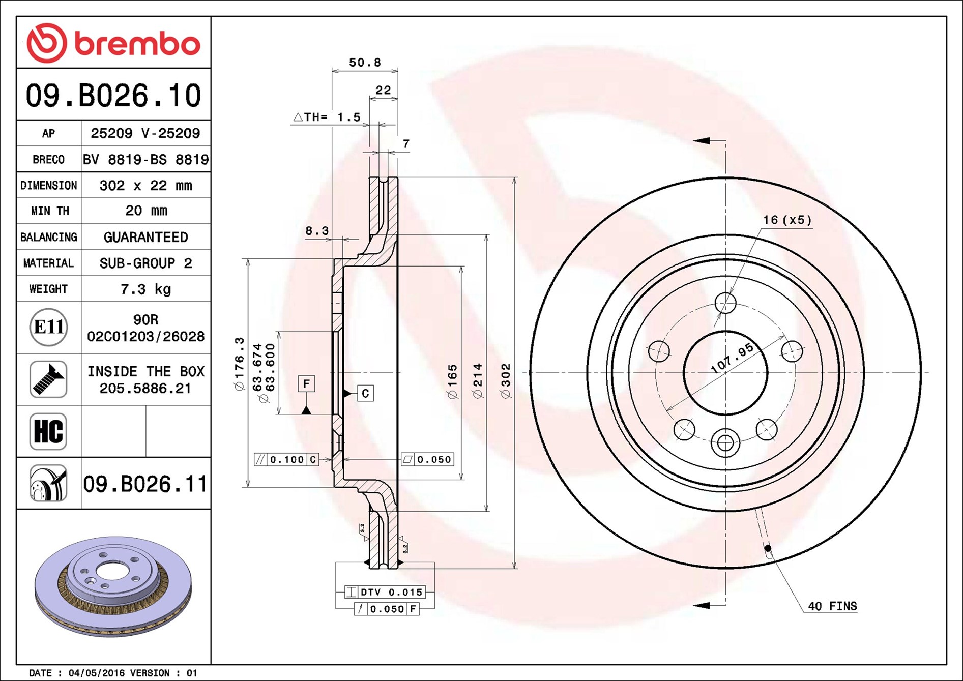 stabdžių diskas - 09.B026.11 BREMBO