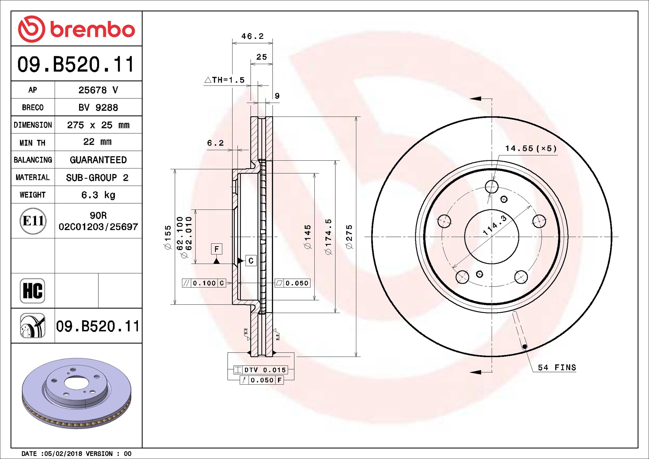 Discofreno - 09.B520.11 BREMBO