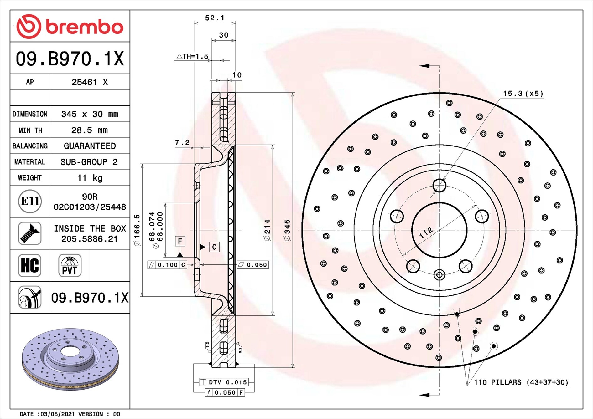 Discofreno - 09.B970.1X BREMBO