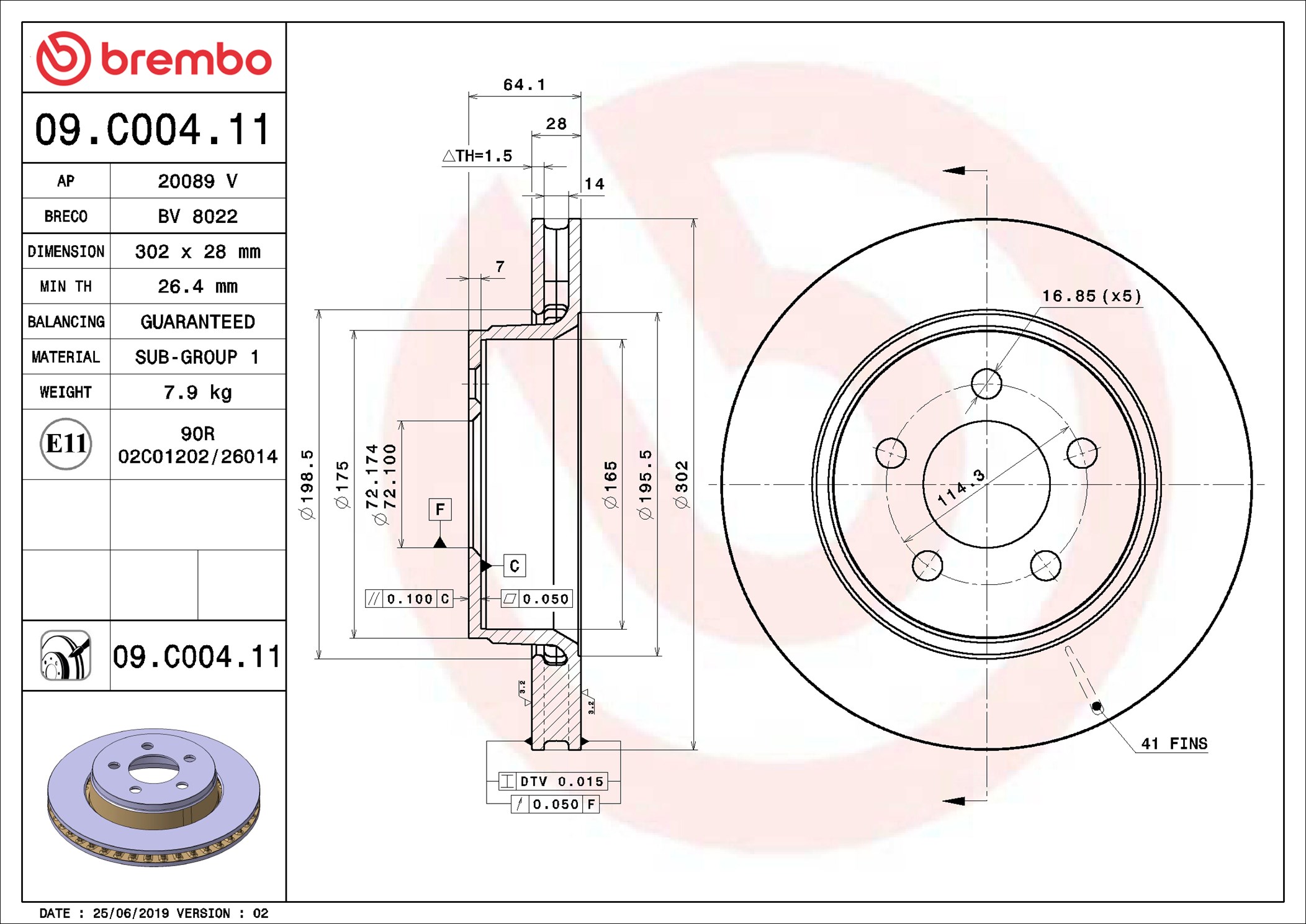 Brake Disc - 09.C004.11 BREMBO