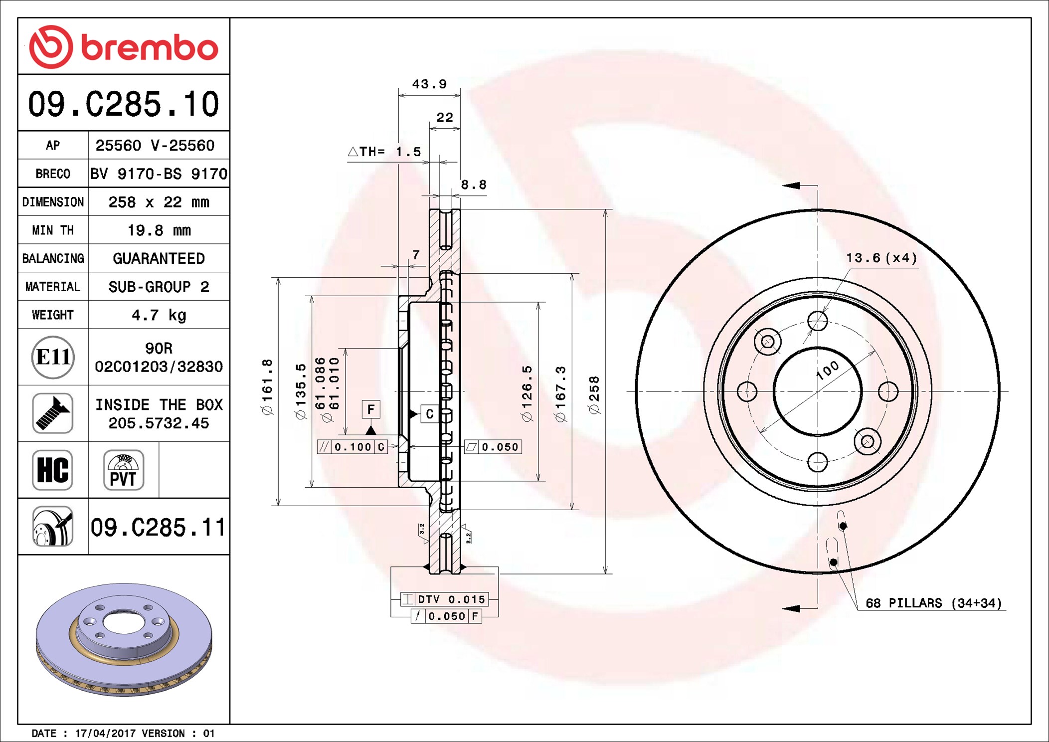 Discofreno - 09.C285.11 BREMBO