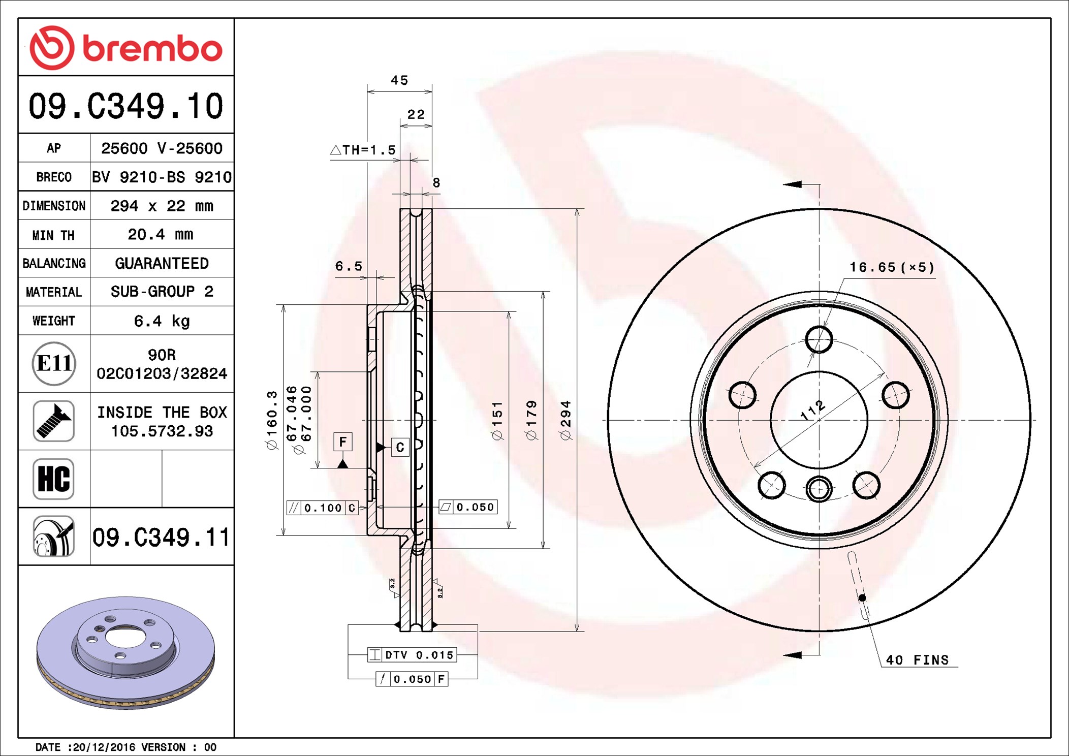 stabdžių diskas - 09.C349.11 BREMBO