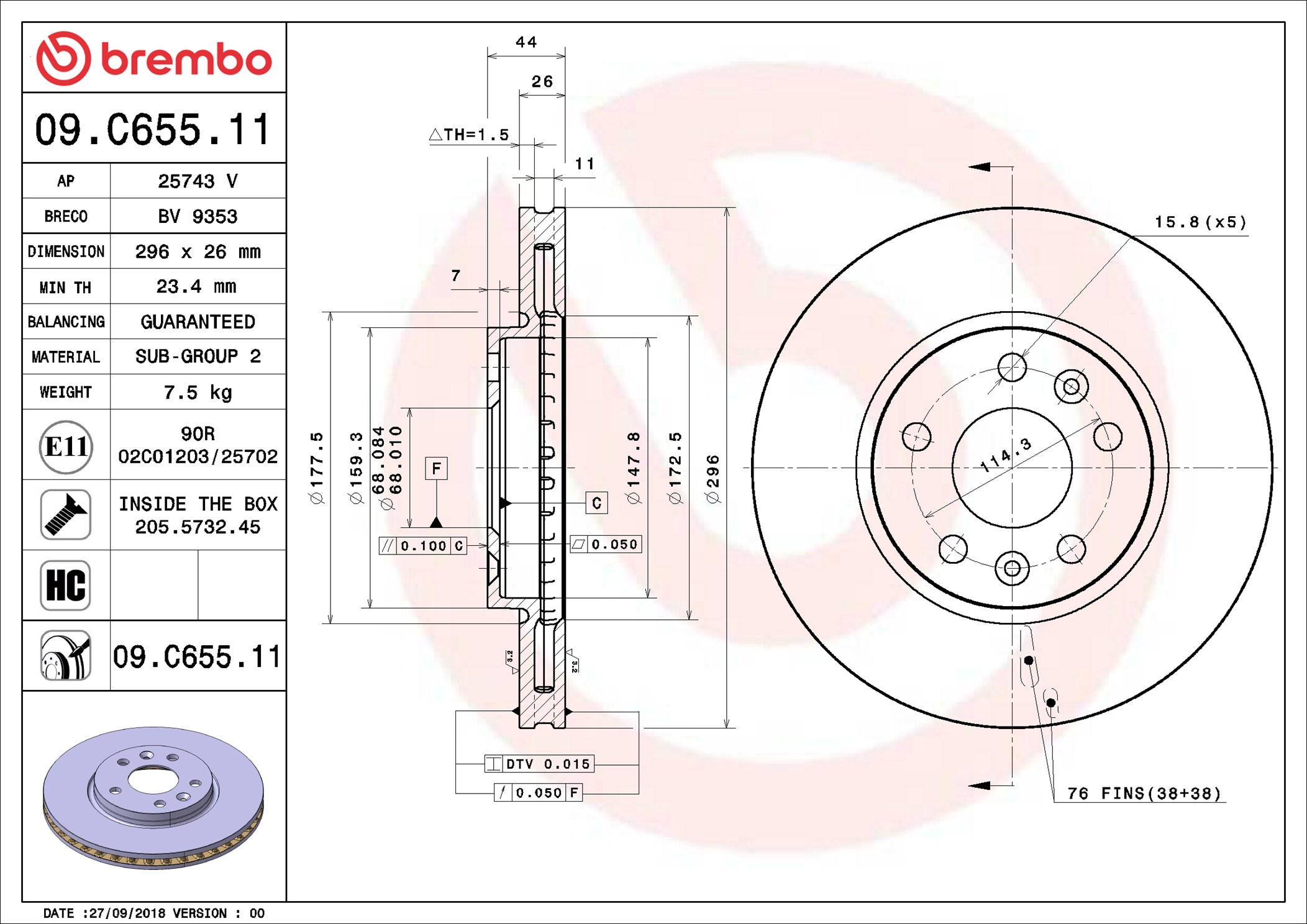 stabdžių diskas - 09.C655.11 BREMBO
