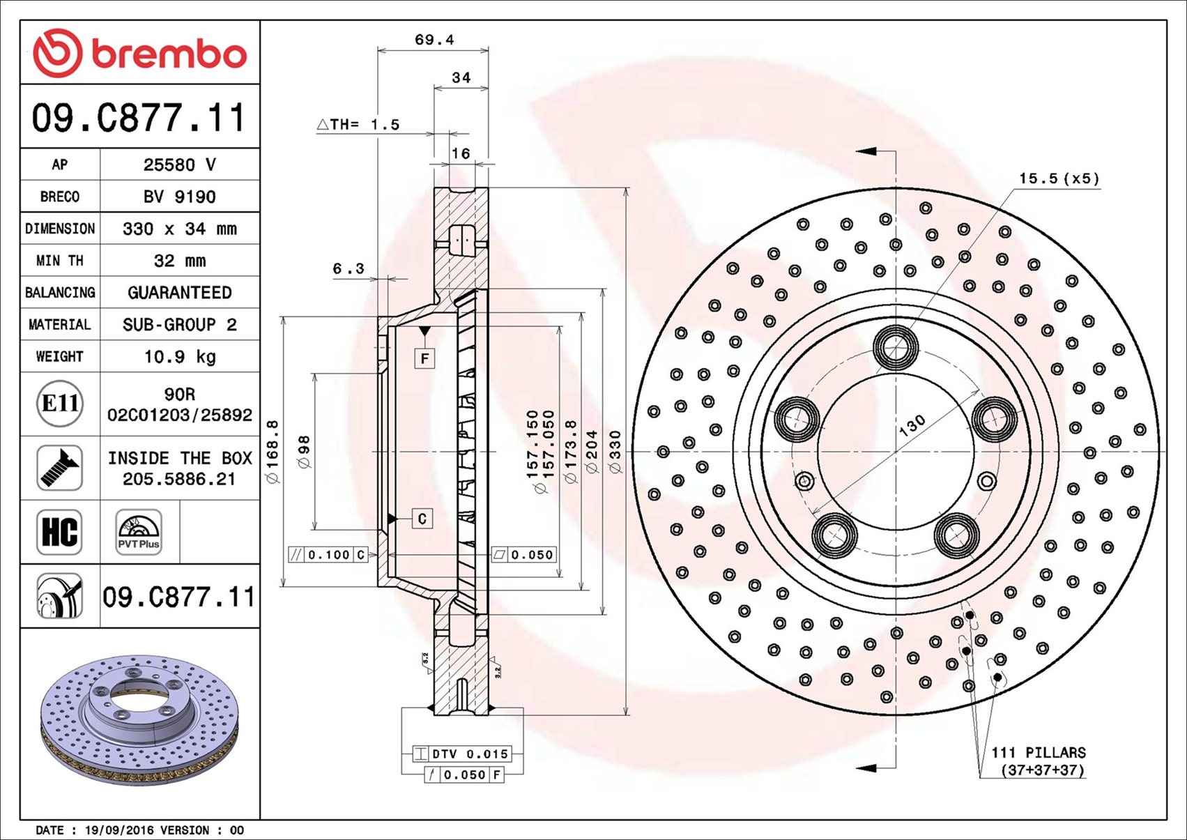 Brake Disc - 09.C877.11 BREMBO