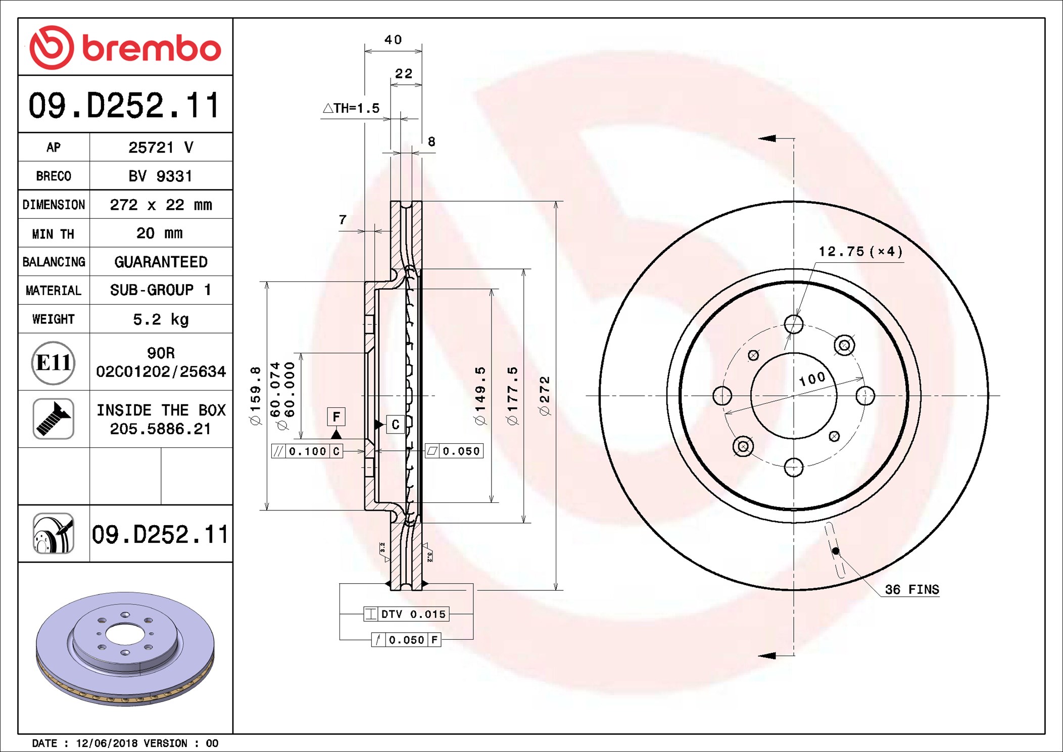 Discofreno - 09.D252.11 BREMBO