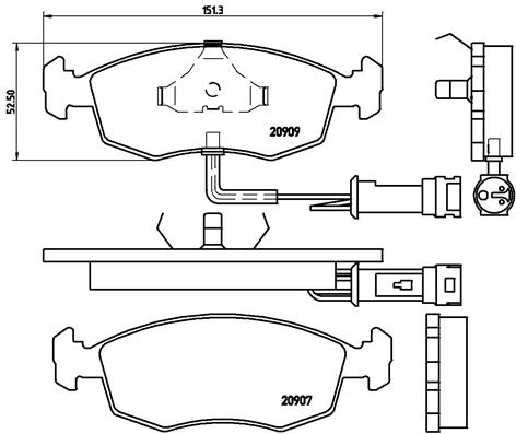 stabdžių trinkelių rinkinys, diskinis stabdys - P 24 007 BREMBO