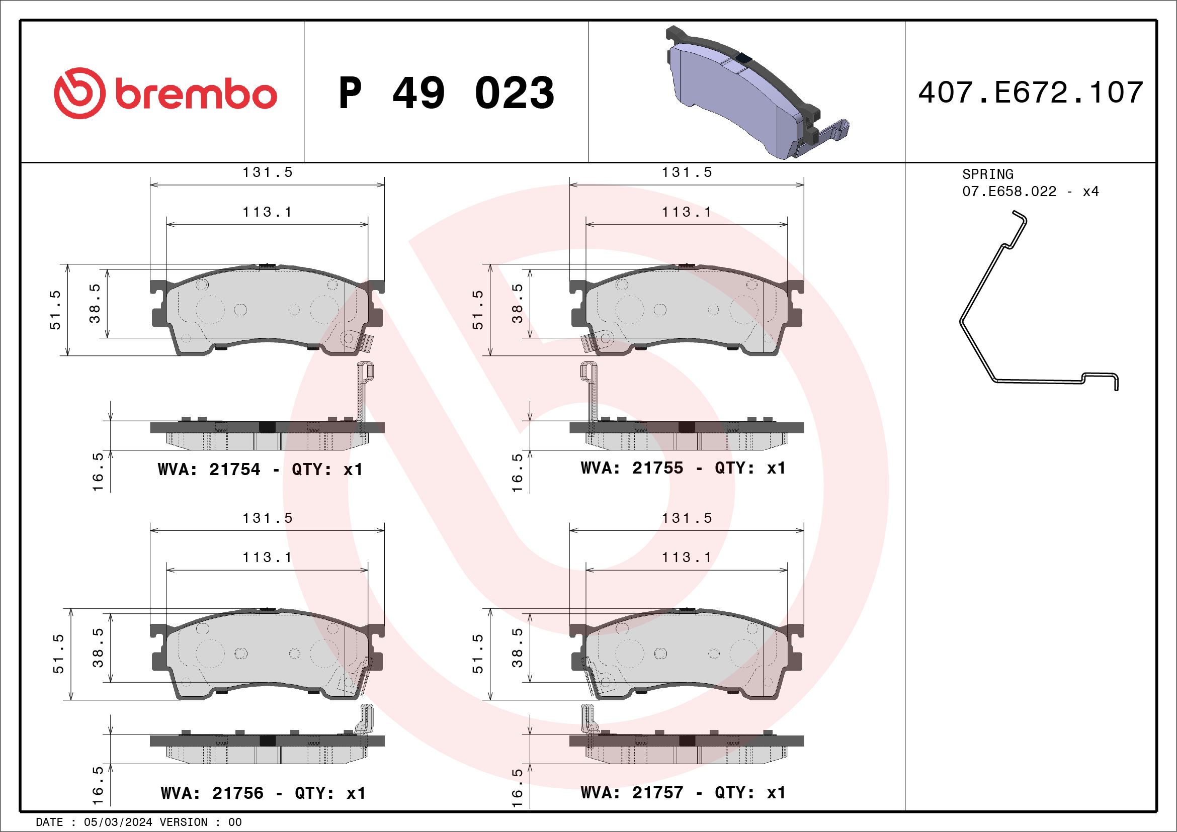Brake Pad Set, disc brake - P 49 023 BREMBO