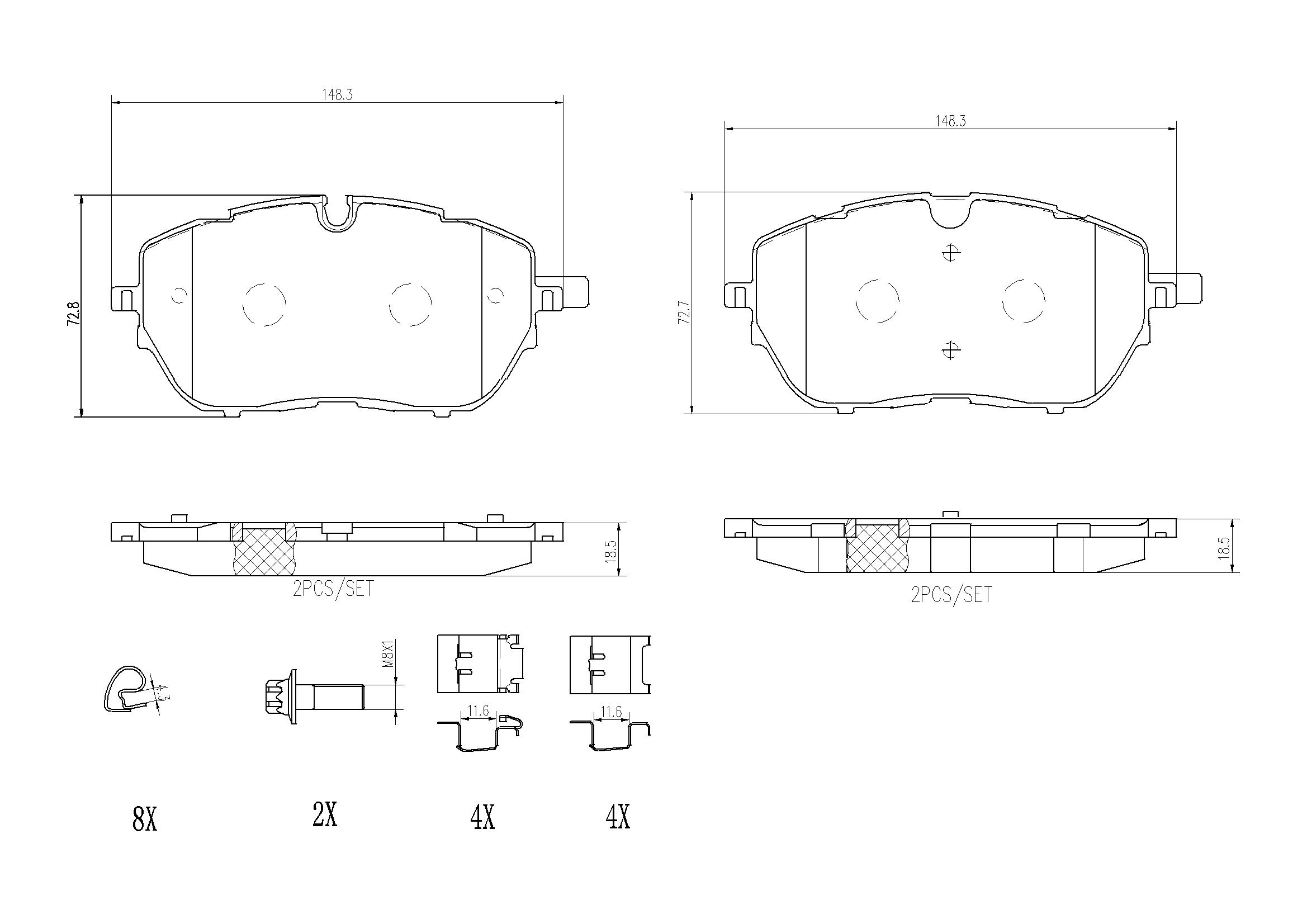 Brake Pad Set, disc brake - P 61 128 BREMBO