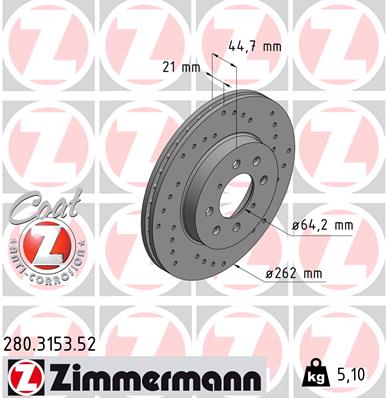 Brake Disc - 280.3153.52 ZIMMERMANN