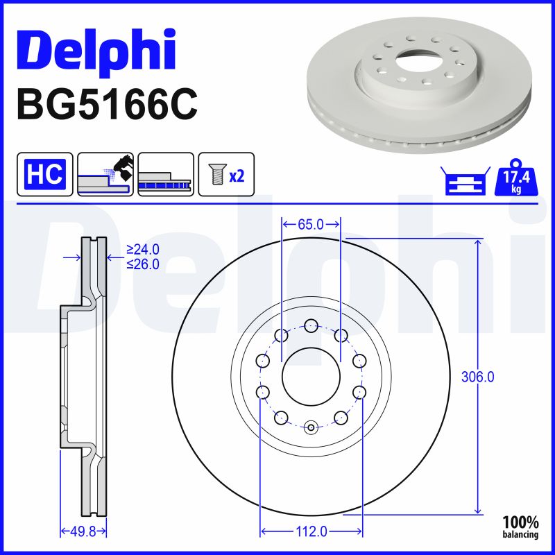 stabdžių diskas - BG5166C DELPHI