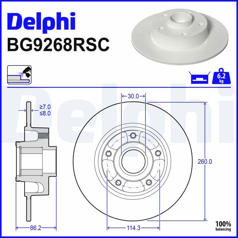 stabdžių diskas - BG9268RSC DELPHI