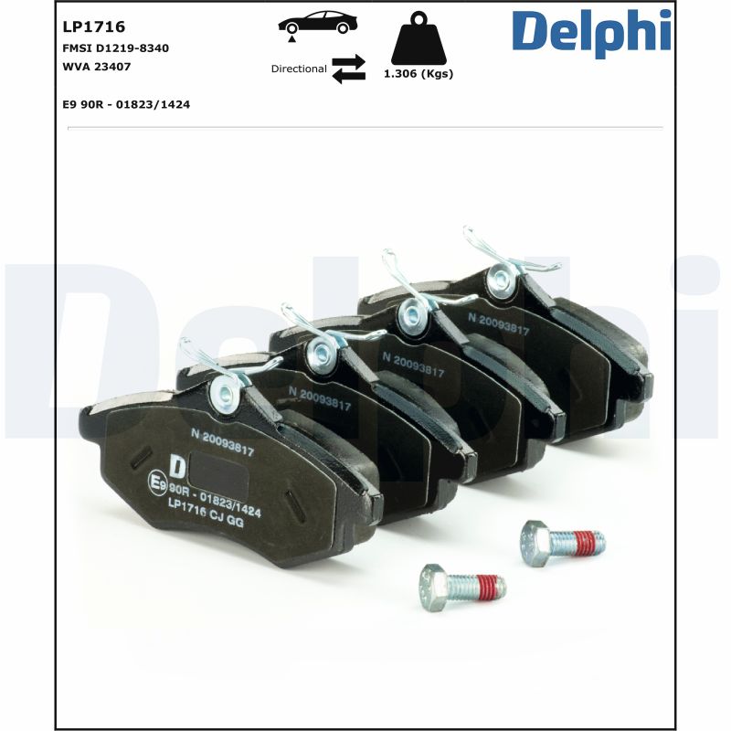 Комплект тормозных колодок, дисковый тормоз - LP1716 DELPHI