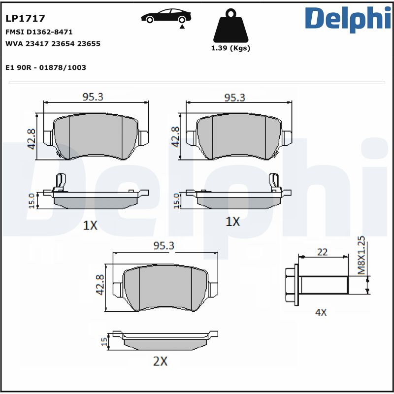 Brake Pad Set, disc brake - LP1717 DELPHI