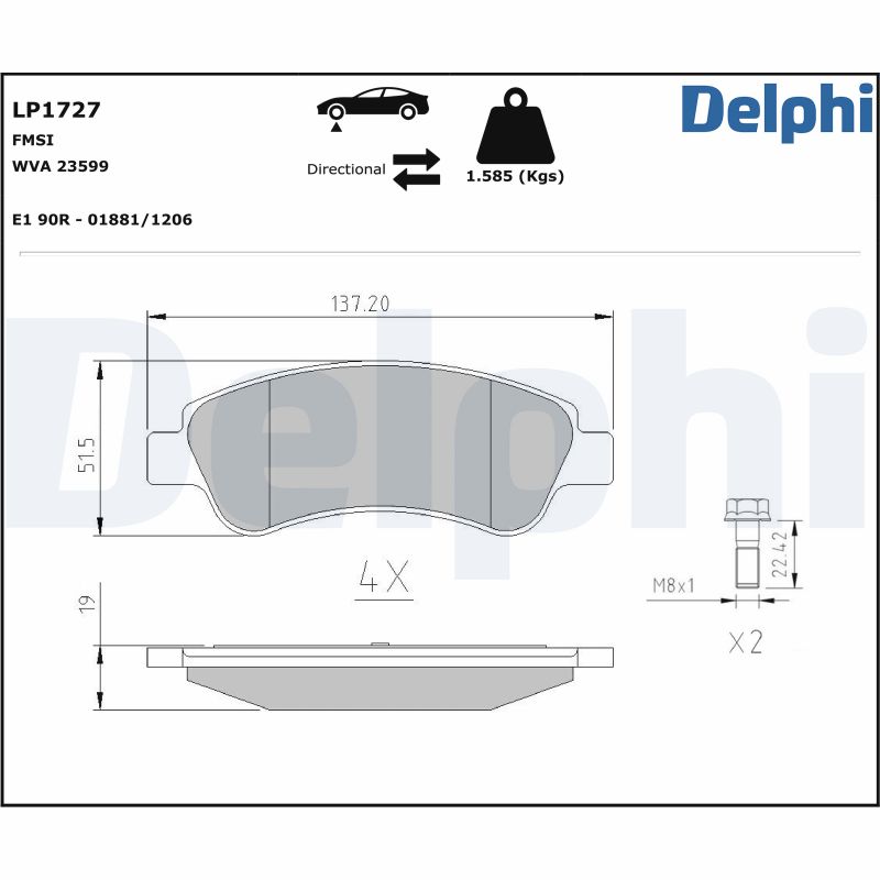 Brake Pad Set, disc brake - LP1727 DELPHI