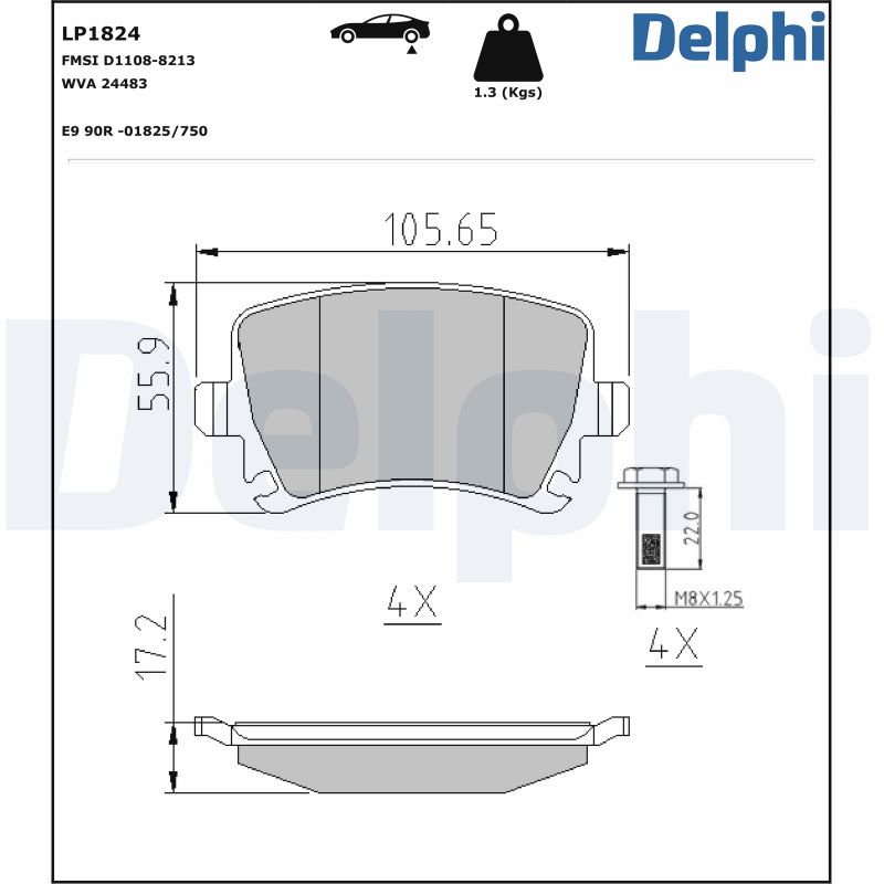 Brake Pad Set, disc brake - LP1824 DELPHI
