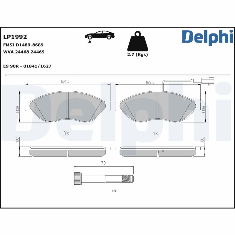 Brake Pad Set, disc brake - LP1992 DELPHI
