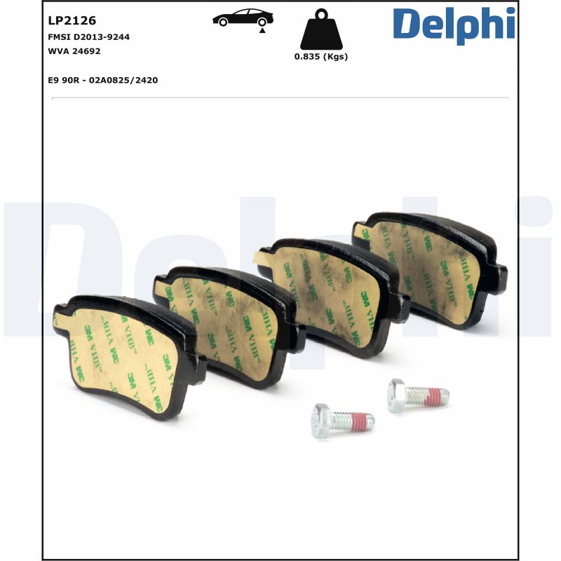 Комплект тормозных колодок, дисковый тормоз - LP2126 DELPHI