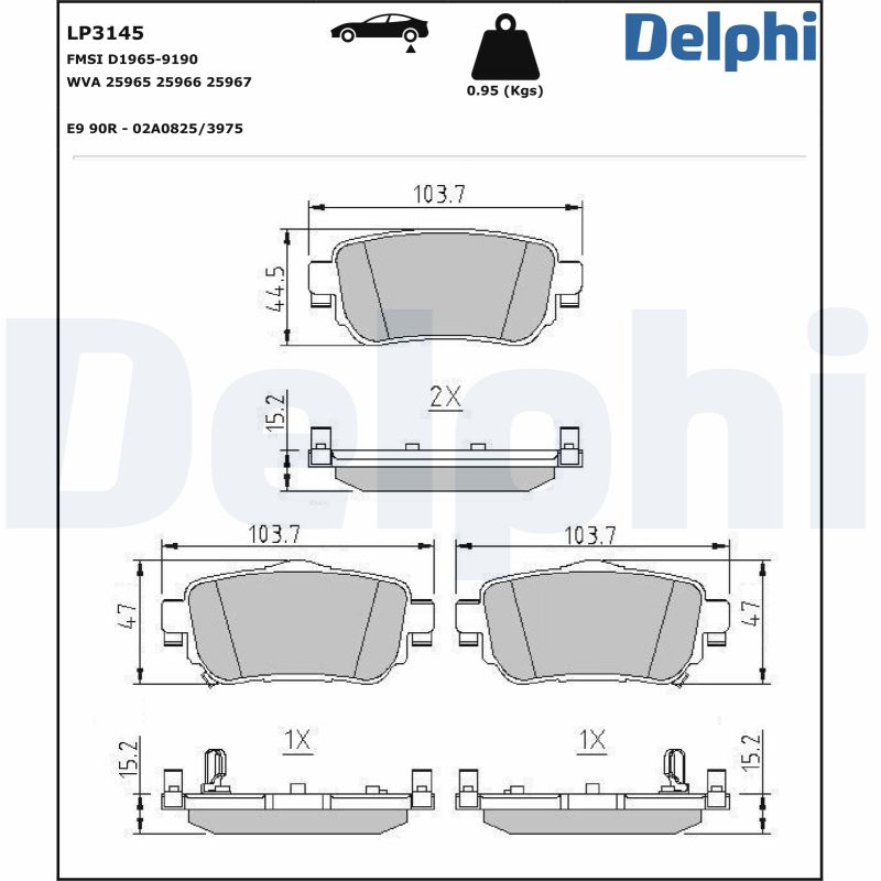 Kit pastiglie freno, Freno a disco - LP3145 DELPHI
