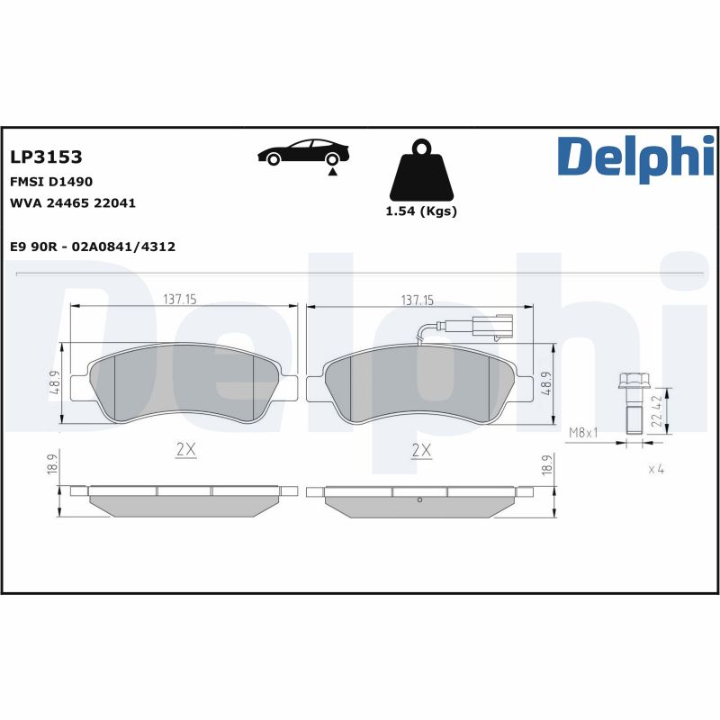Brake Pad Set, disc brake - LP3153 DELPHI