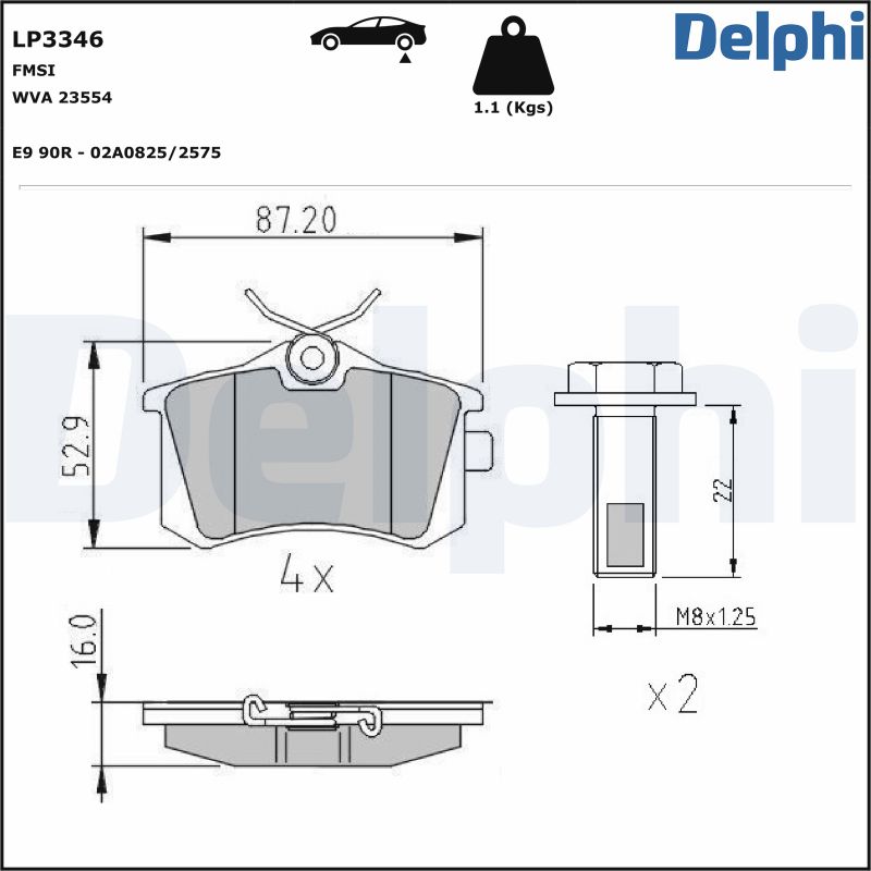 Kit pastiglie freno, Freno a disco - LP3346 DELPHI