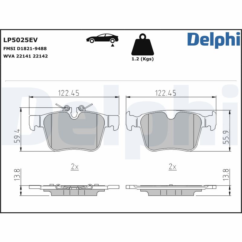 Brake Pad Set, disc brake - LP5025EV DELPHI