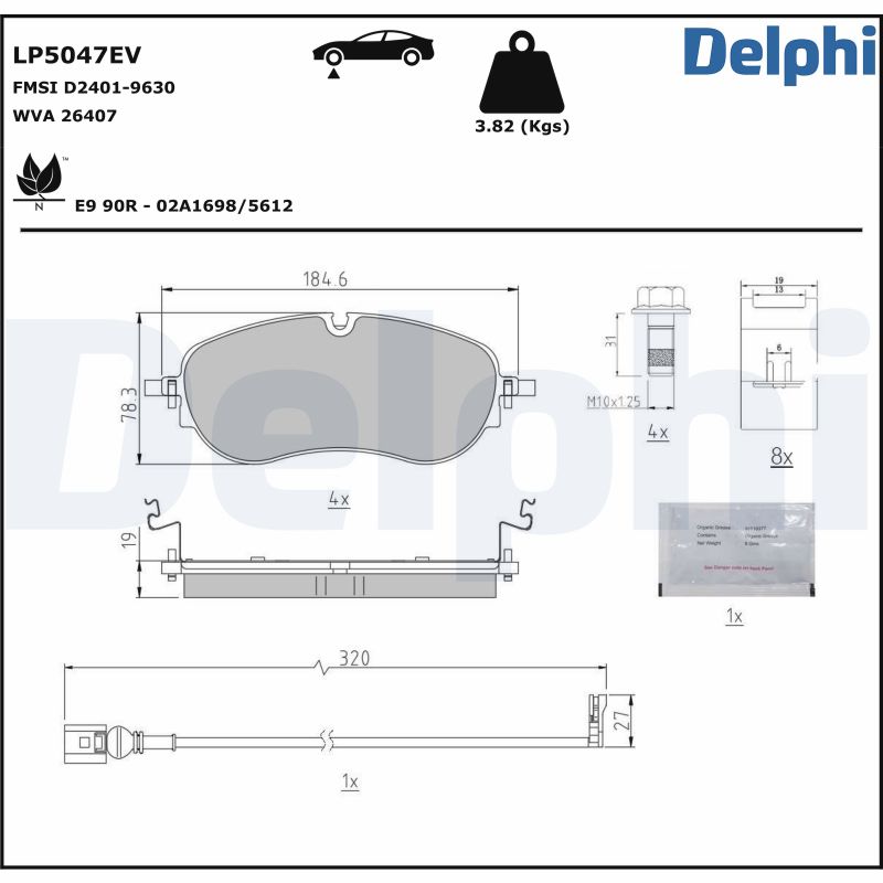 Brake Pad Set, disc brake - LP5047EV DELPHI