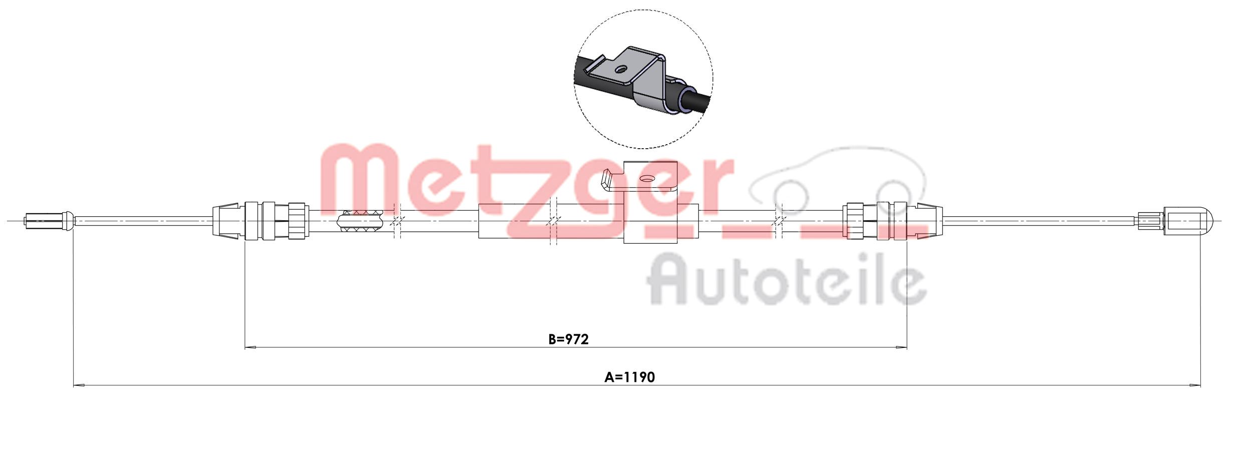 Cable, parking brake - 1.FD021 METZGER