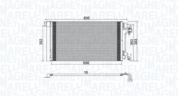 Condenser, air conditioning - 350203962000 MAGNETI MARELLI