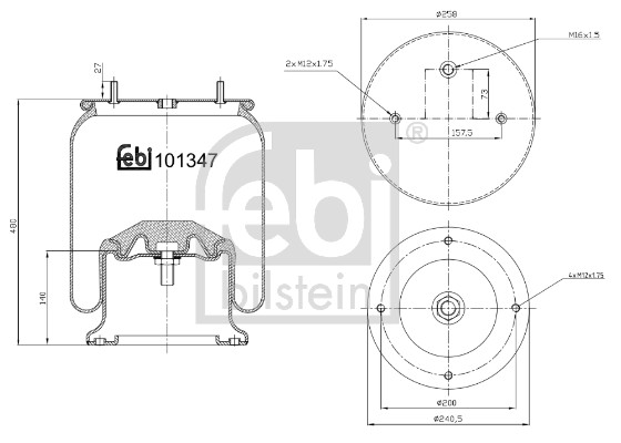 Soffietto, Sospensione pneumatica - 101347 FEBI BILSTEIN