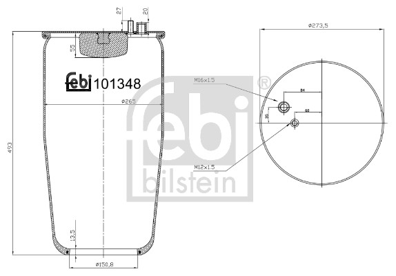 Soffietto, Sospensione pneumatica - 101348 FEBI BILSTEIN