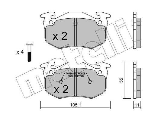 Kit pastiglie freno, Freno a disco - 22-0038-1 METELLI