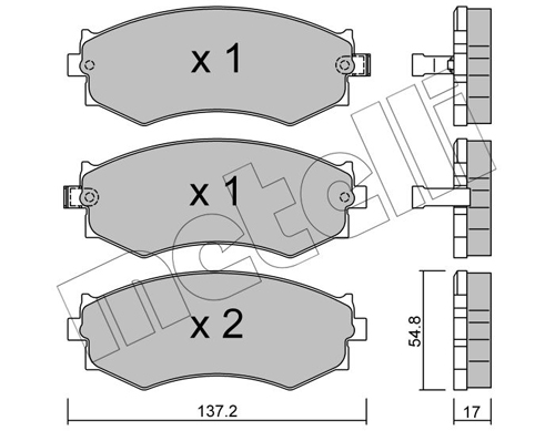 Комплект тормозных колодок, дисковый тормоз - 22-0190-1 METELLI