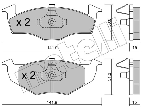 Kit pastiglie freno, Freno a disco - 22-0206-2 METELLI