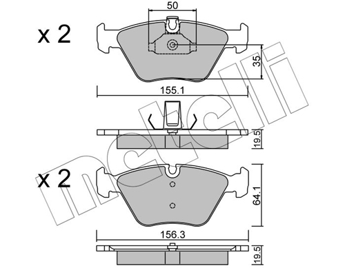 Комплект тормозных колодок, дисковый тормоз - 22-0207-0 METELLI