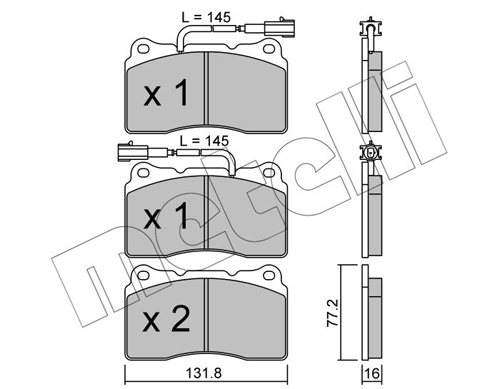 Kit pastiglie freno, Freno a disco - 22-0288-0 METELLI