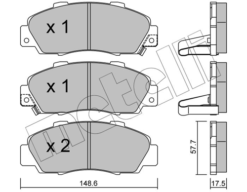 Комплект тормозных колодок, дисковый тормоз - 22-0298-0 METELLI