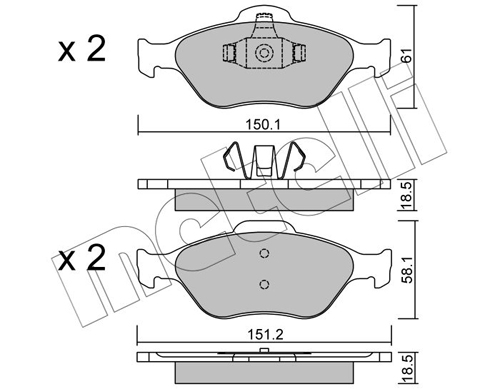 Brake Pad Set, disc brake - 22-0316-0 METELLI