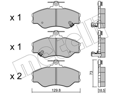 Комплект тормозных колодок, дисковый тормоз - 22-0366-0 METELLI