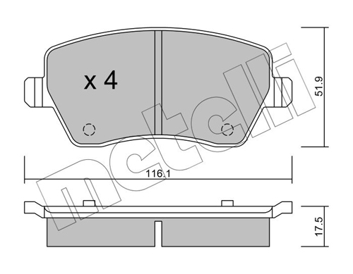 Kit pastiglie freno, Freno a disco - 22-0485-0 METELLI
