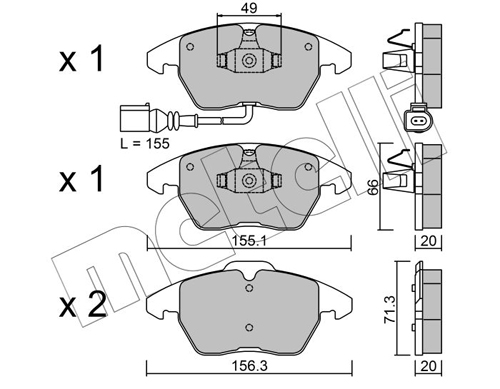 Kit pastiglie freno, Freno a disco - 22-0548-0 METELLI