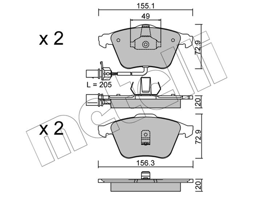 Brake Pad Set, disc brake - 22-0549-0 METELLI