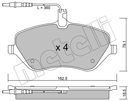 Kit pastiglie freno, Freno a disco - 22-0601-0 METELLI