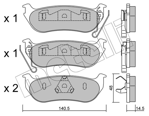 Brake Pad Set, disc brake - 22-0627-0 METELLI